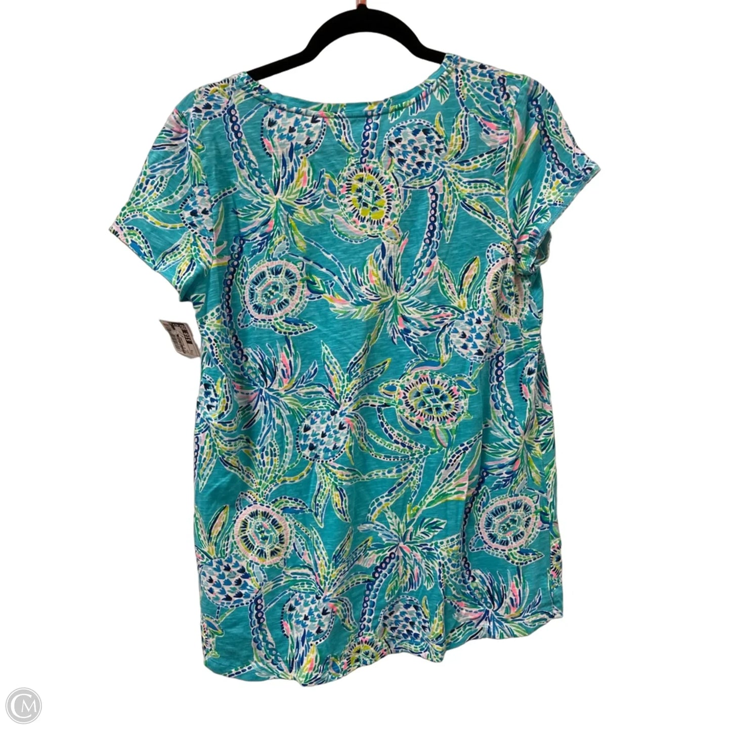 Top Short Sleeve Designer By Lilly Pulitzer In Aqua, Size: M