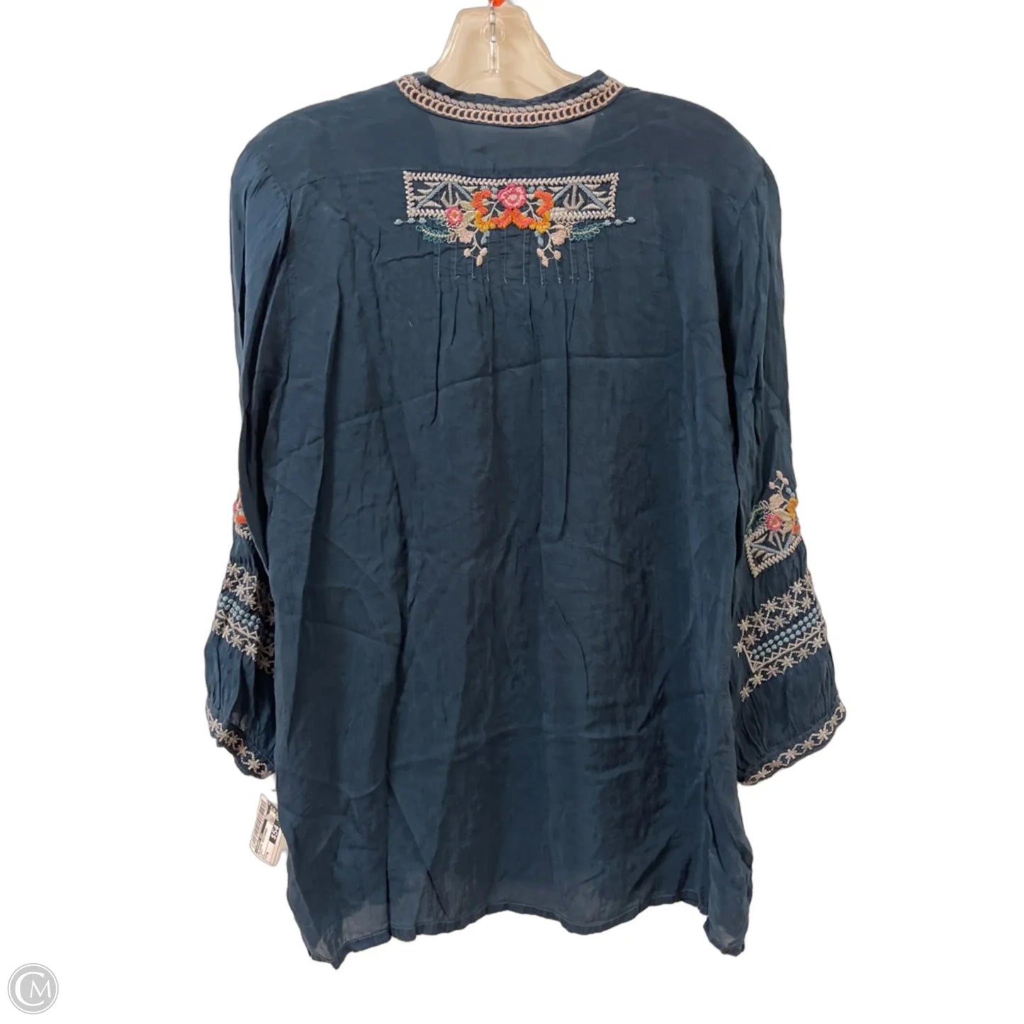 Blouse Designer By Johnny Was In Navy, Size: M