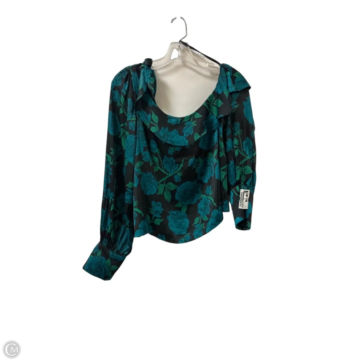 Blouse Long Sleeve By Free People In Black & Green, Size: S