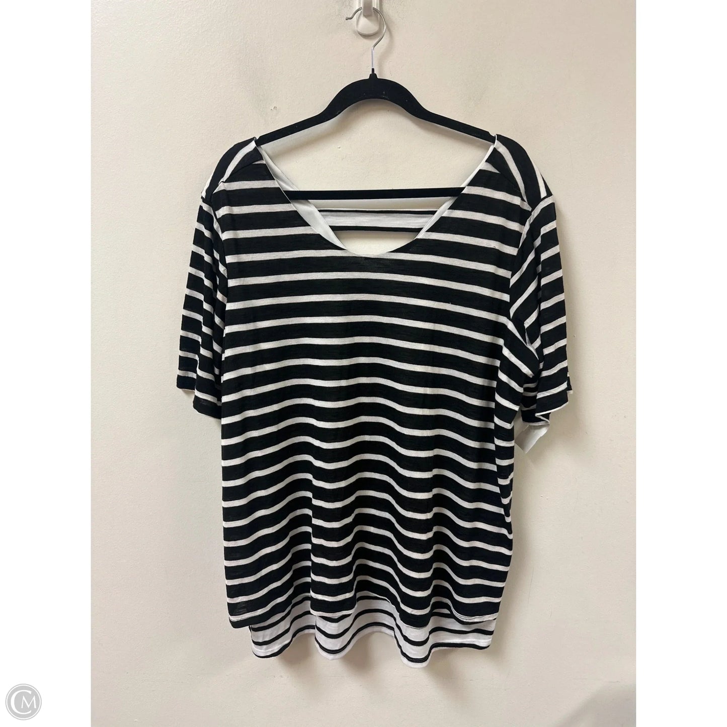 Top Short Sleeve By West Bound In Black & White, Size: 2x