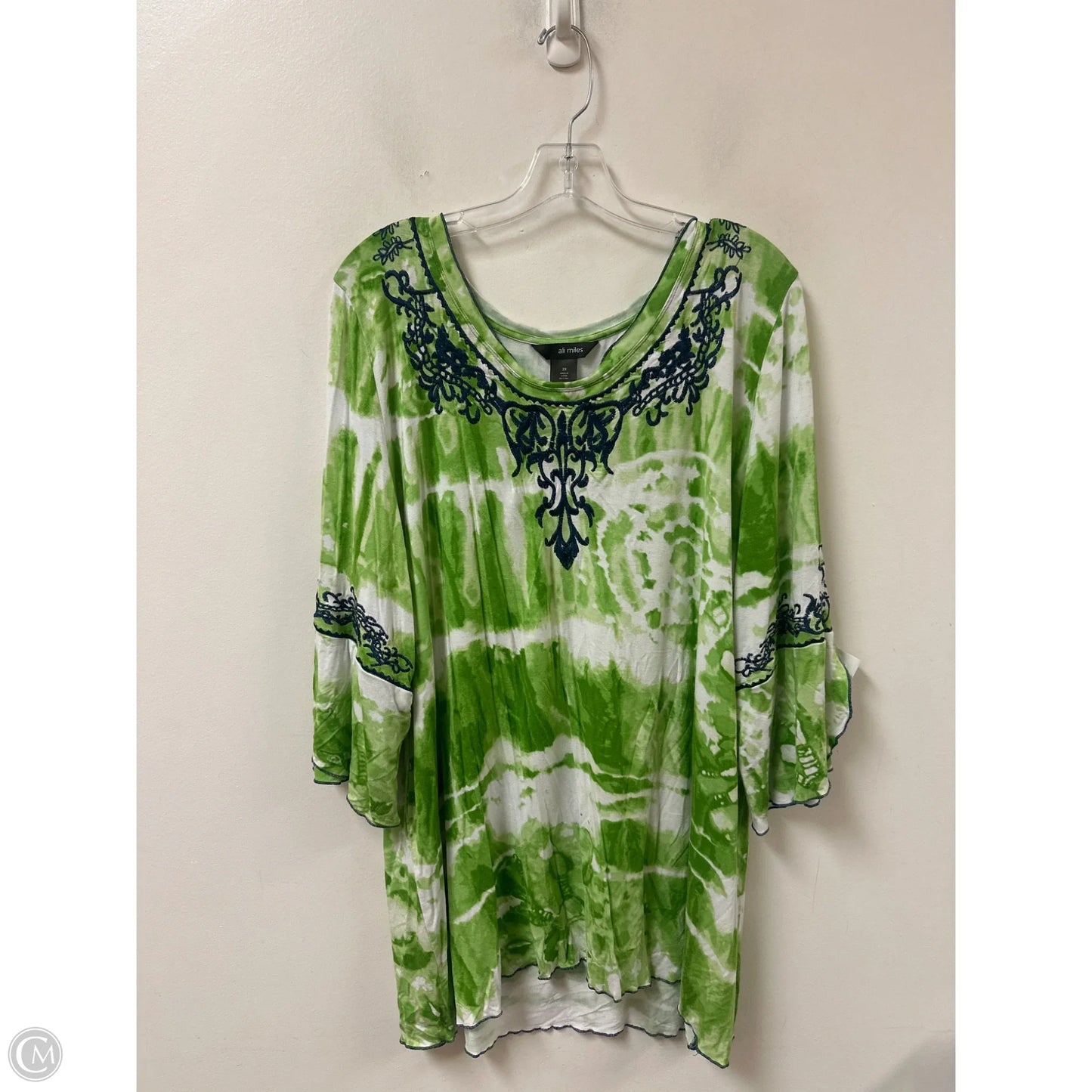 Top Long Sleeve By Ali Miles In Green, Size: 2x