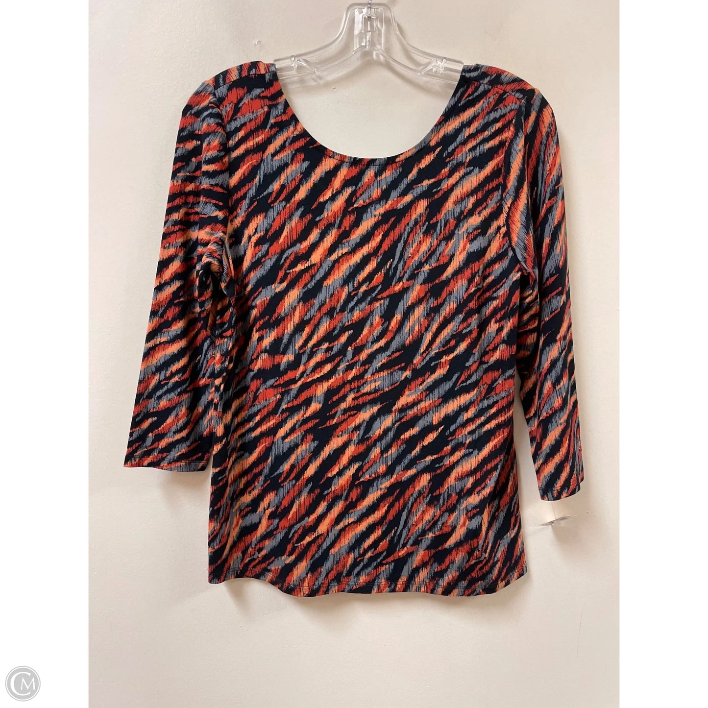 Top Long Sleeve By Liverpool In Grey & Orange, Size: S