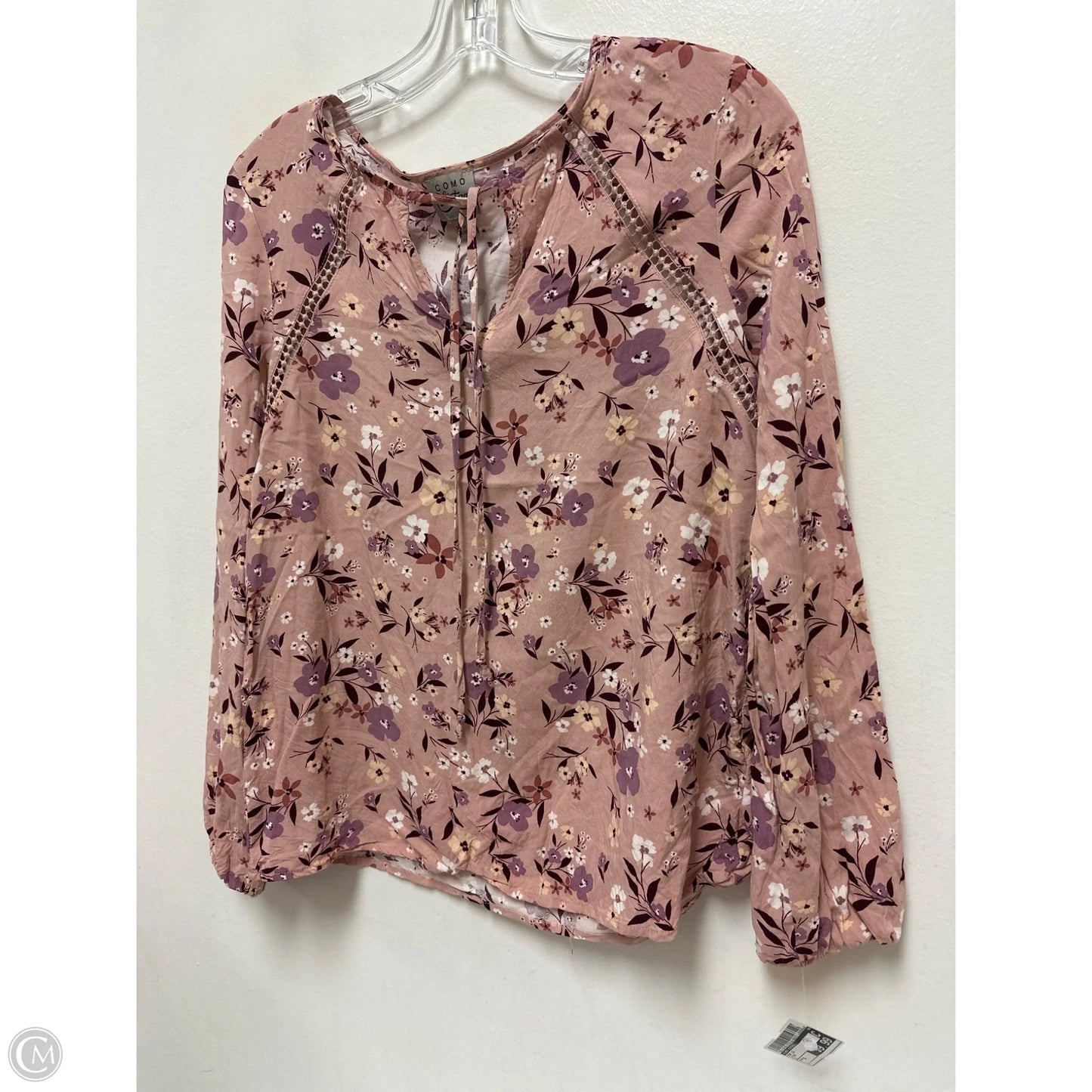 Top Long Sleeve By Como Vintage In Pink, Size: S