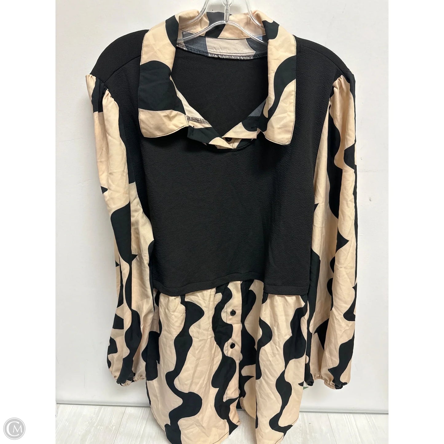 Top Long Sleeve By Shein In Black & Cream, Size: 3x
