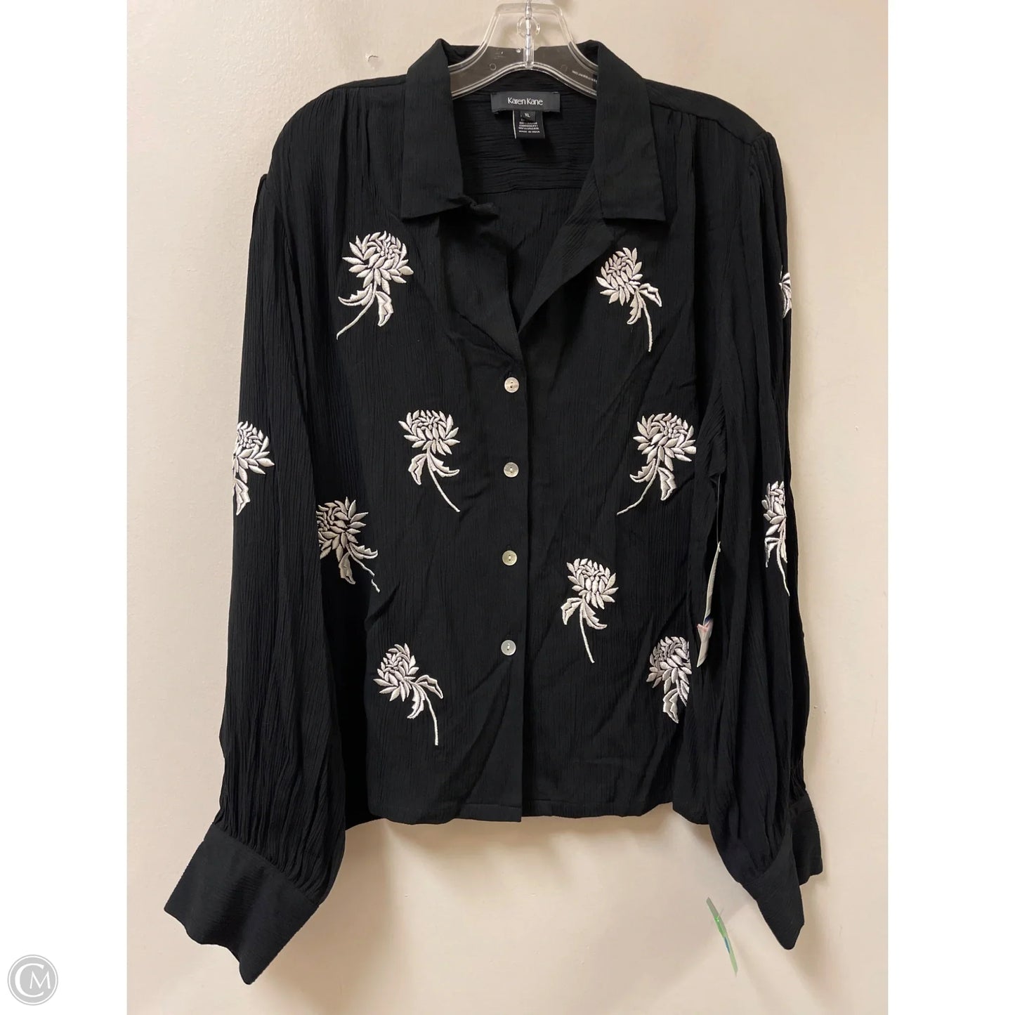 Blouse Long Sleeve By Karen Kane In Black, Size: Xl