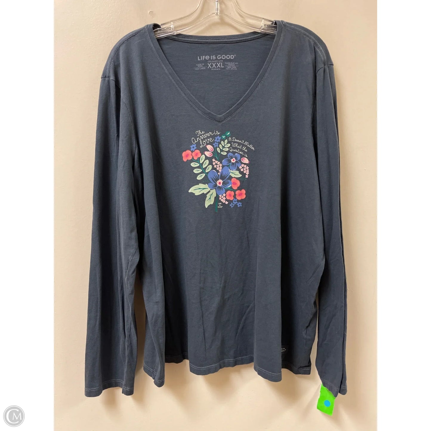 Top Long Sleeve By Life Is Good In Blue, Size: 3x
