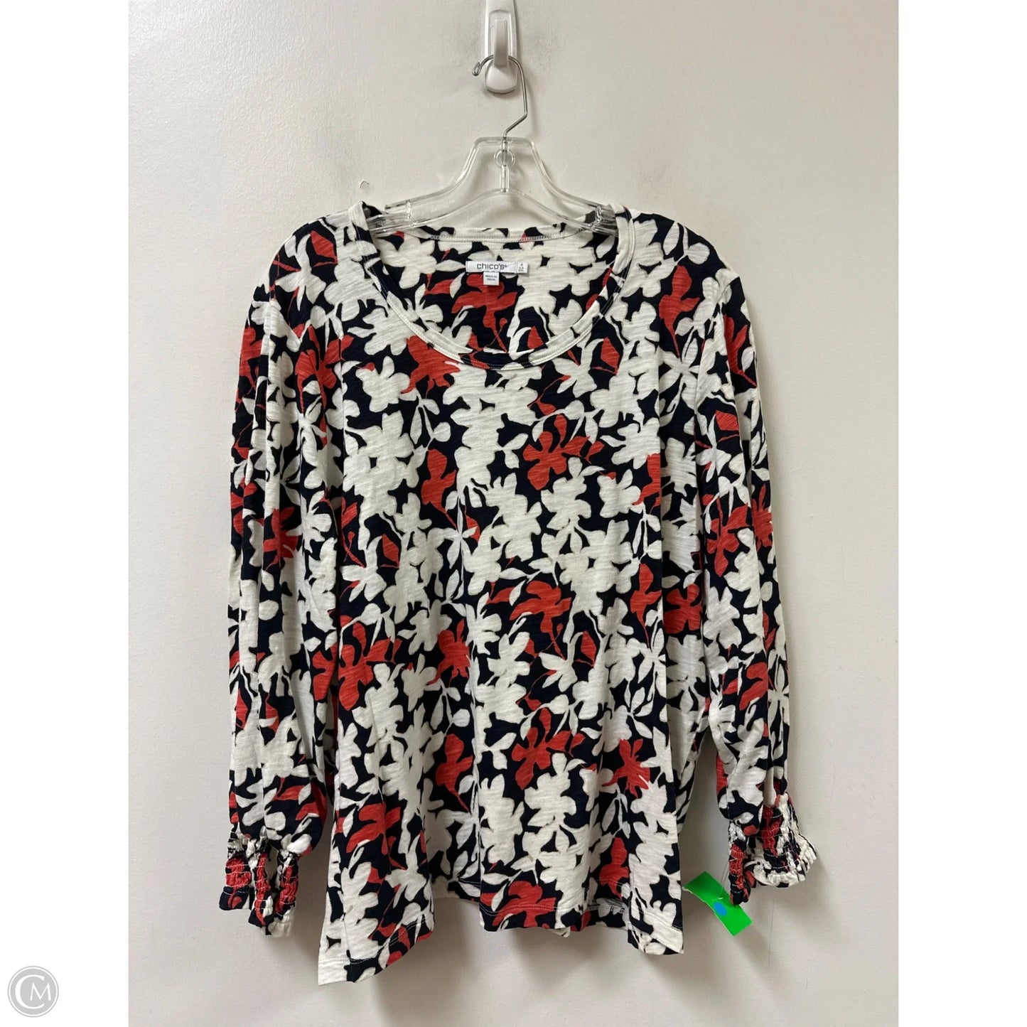 Top Long Sleeve By Chicos In Floral Print, Size: 2x