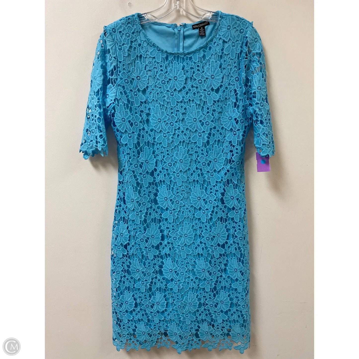 Dress Party Short By Nina Leonard In Aqua, Size: M