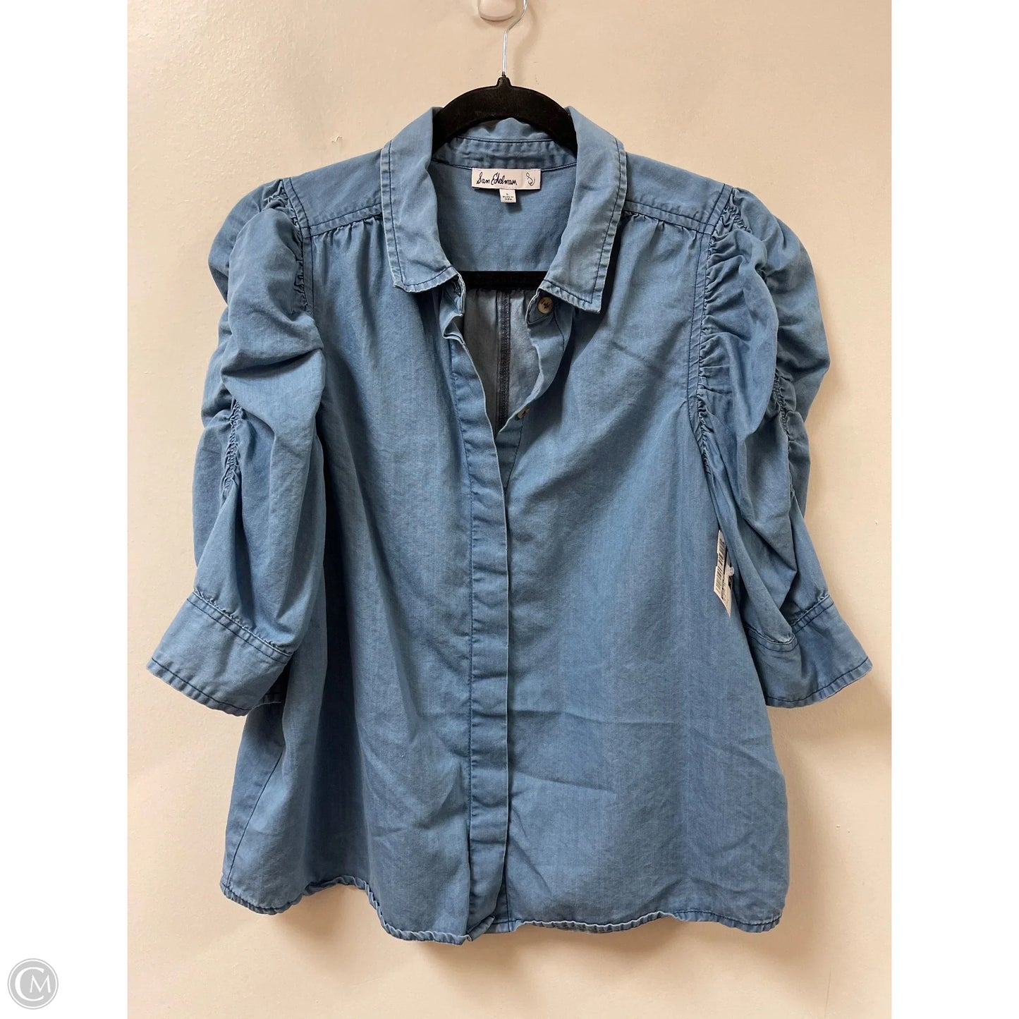 Blouse Short Sleeve By Sam Edelman In Blue, Size: L