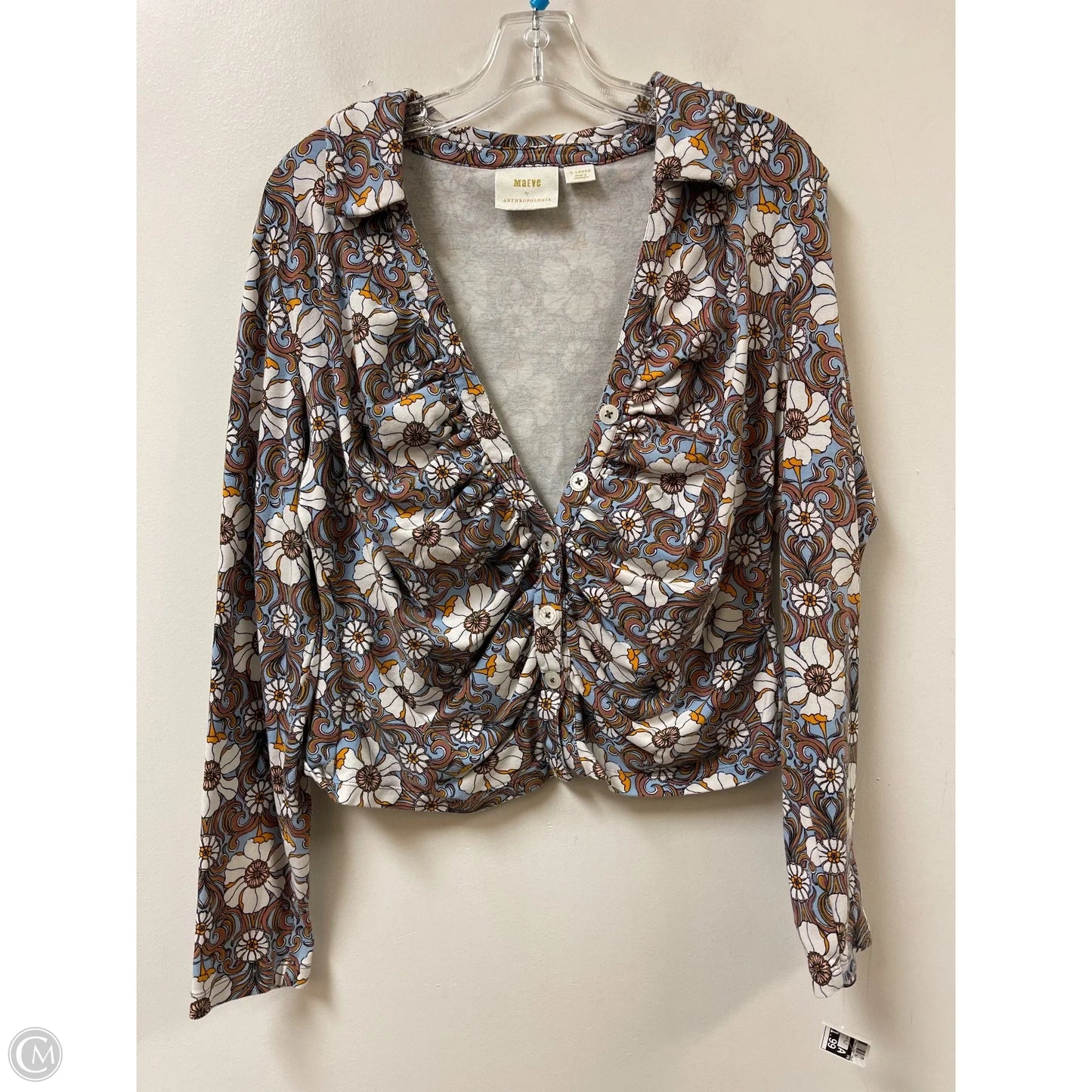 Blouse Long Sleeve By Maeve In Blue & Purple, Size: Xl