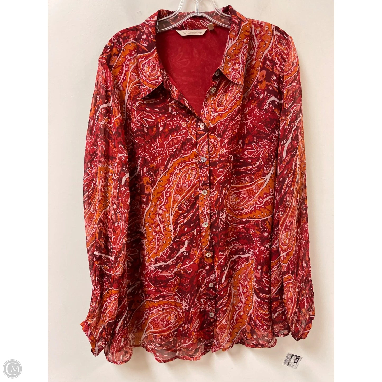 Blouse Long Sleeve By Soft Surroundings In Orange & Red, Size: 1x