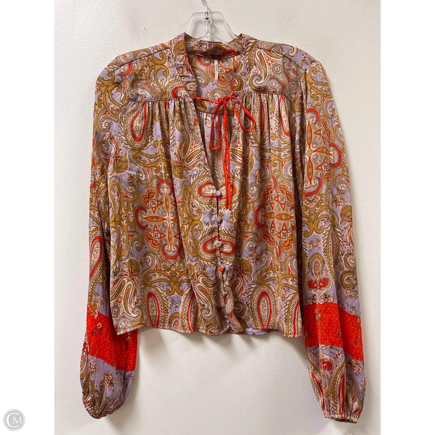 Blouse Long Sleeve By Free People In Orange & Purple, Size: M