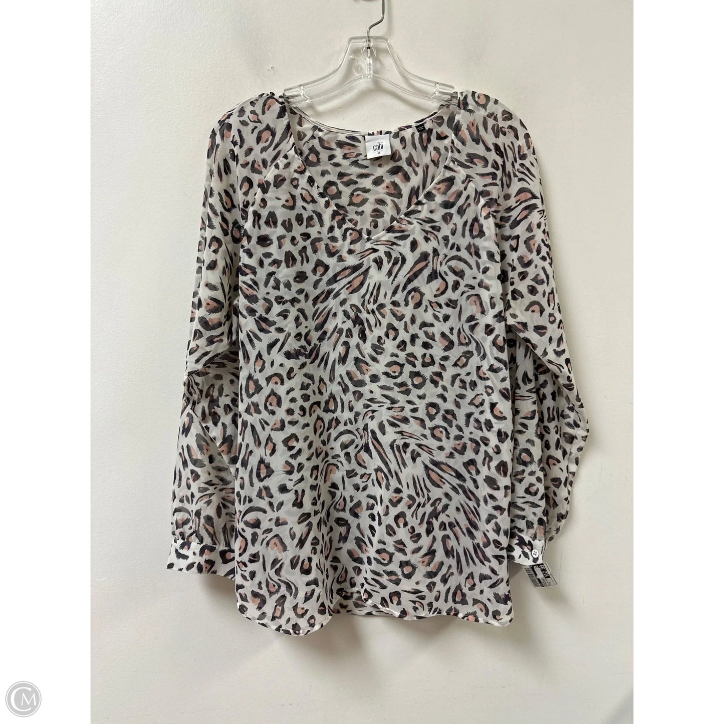 Top Long Sleeve By Cabi In Animal Print, Size: M