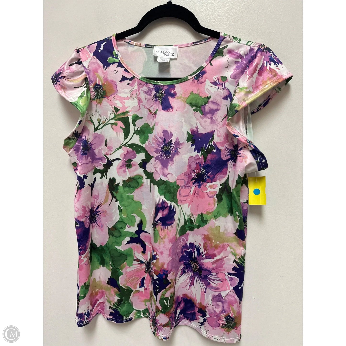 Top Short Sleeve By Morgan Taylor In Floral Print, Size: L