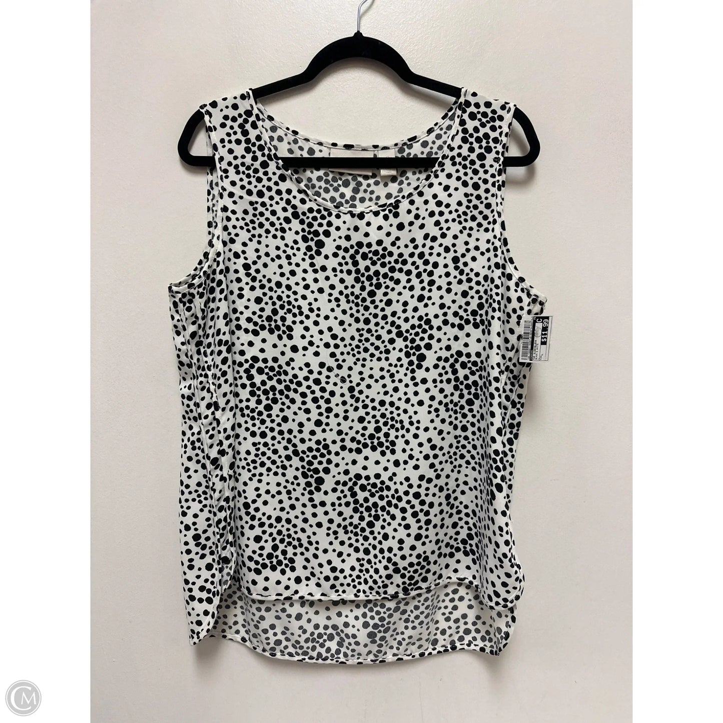 Top Sleeveless By Chicos In Black & White, Size: L