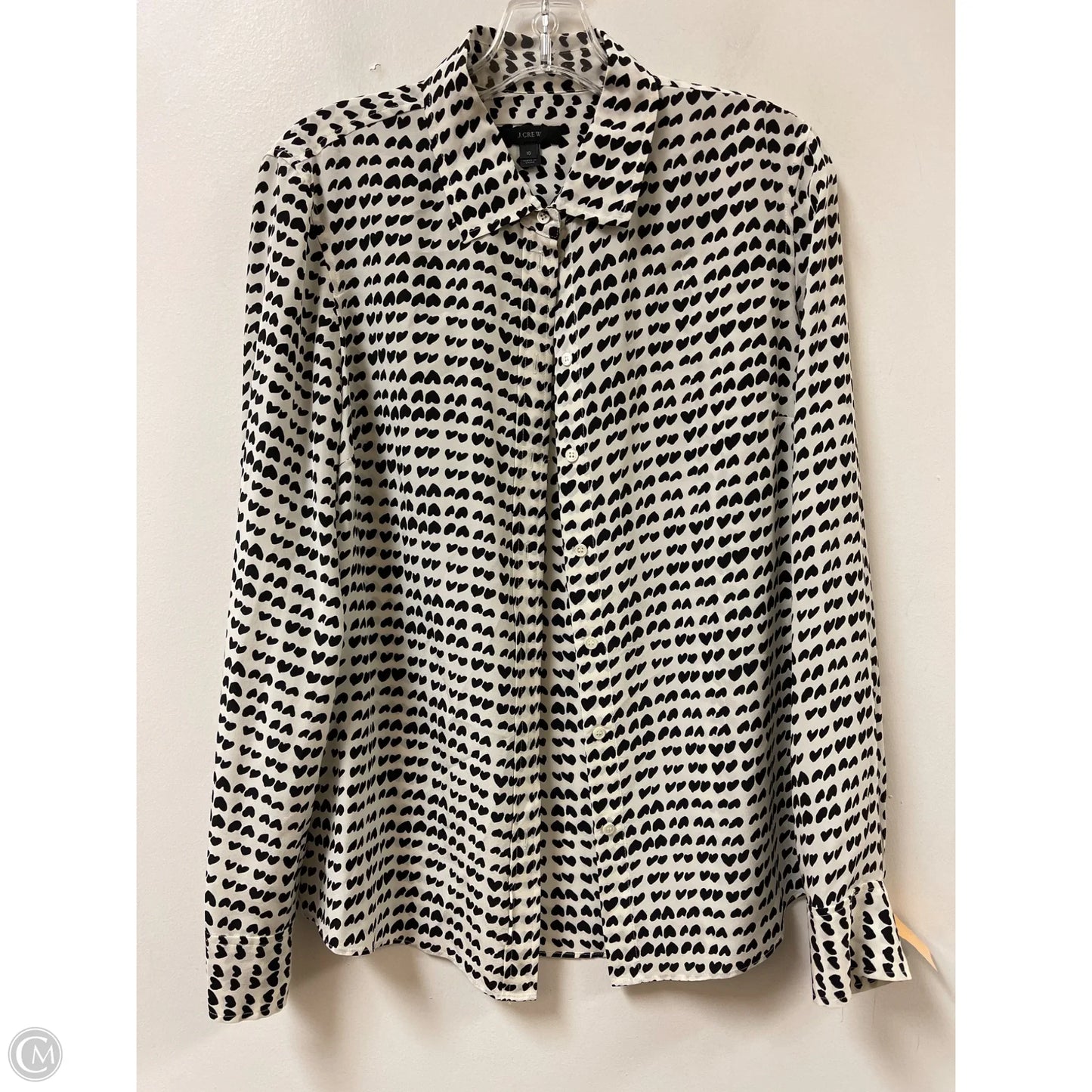 Blouse Long Sleeve By J. Crew In Black & White, Size: M