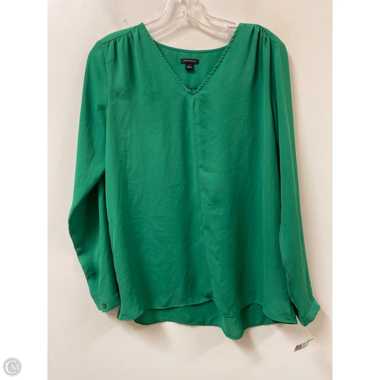 Top Long Sleeve By Ann Taylor In Green, Size: S