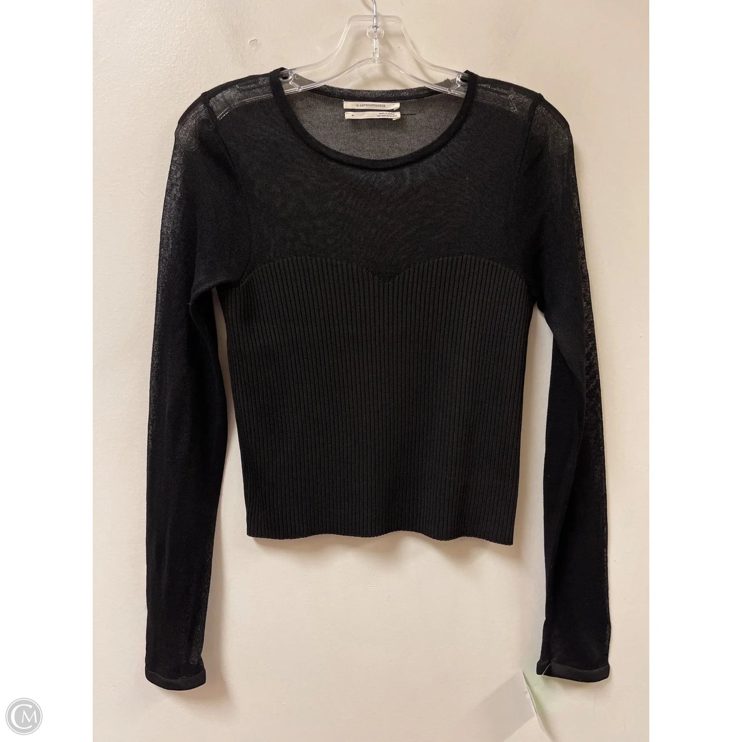 Top Long Sleeve By Anthropologie In Black, Size: M