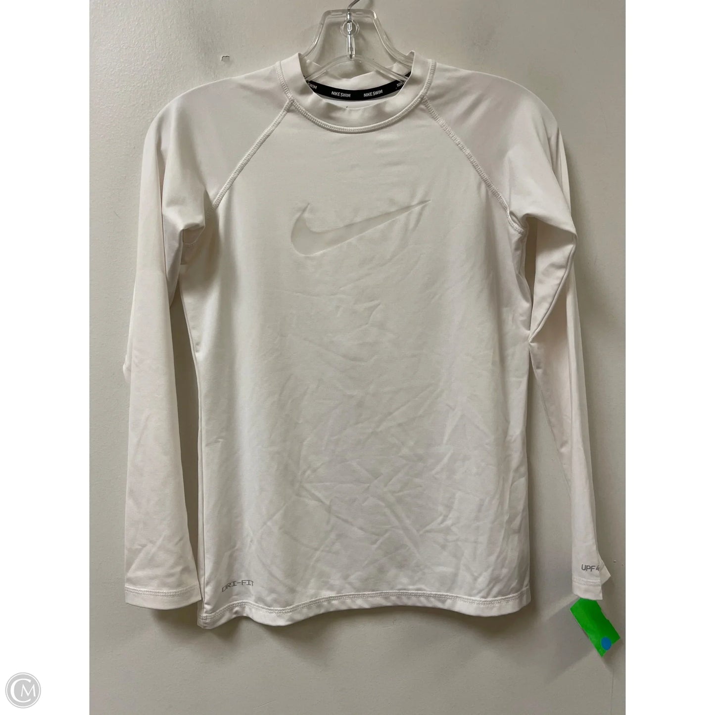 Athletic Top Long Sleeve Collar By Nike In White, Size: Xs