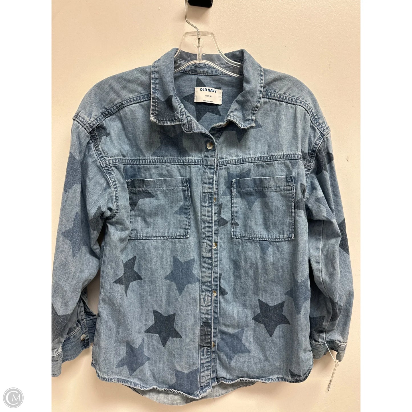 Blouse Long Sleeve By Old Navy In Blue Denim, Size: Xl