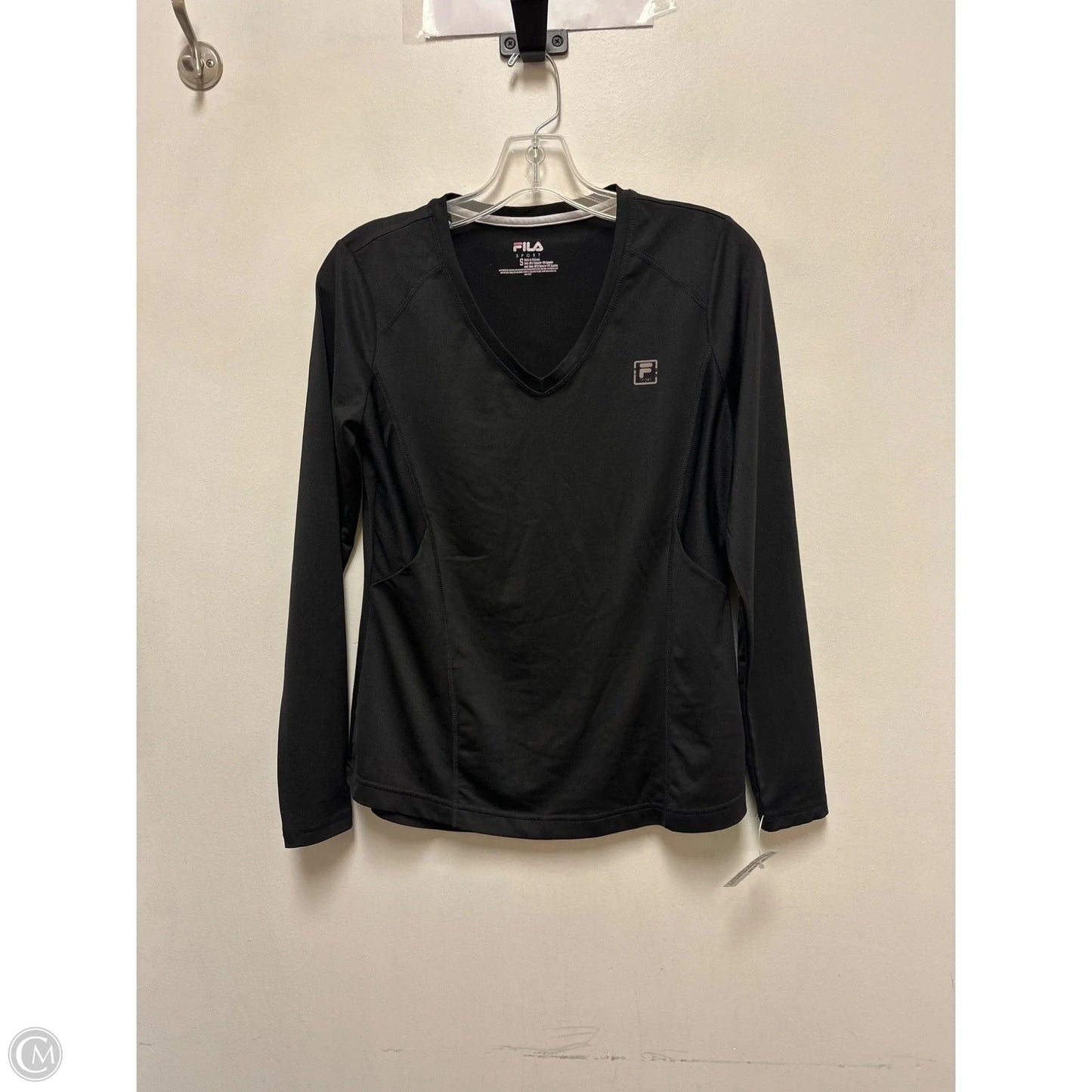 Athletic Top Long Sleeve Crewneck By Fila In Black, Size: S
