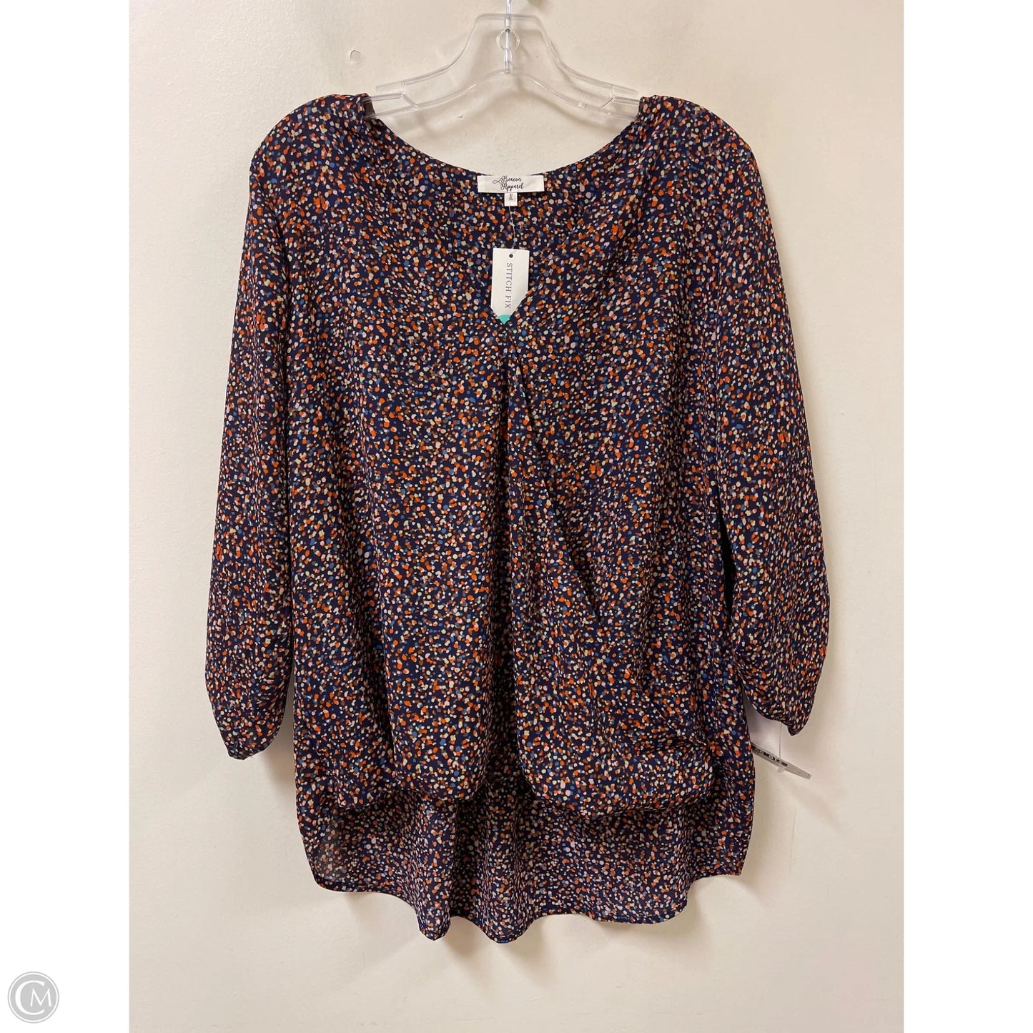 Top Long Sleeve By Clothes Mentor In Blue & Cream, Size: Xl