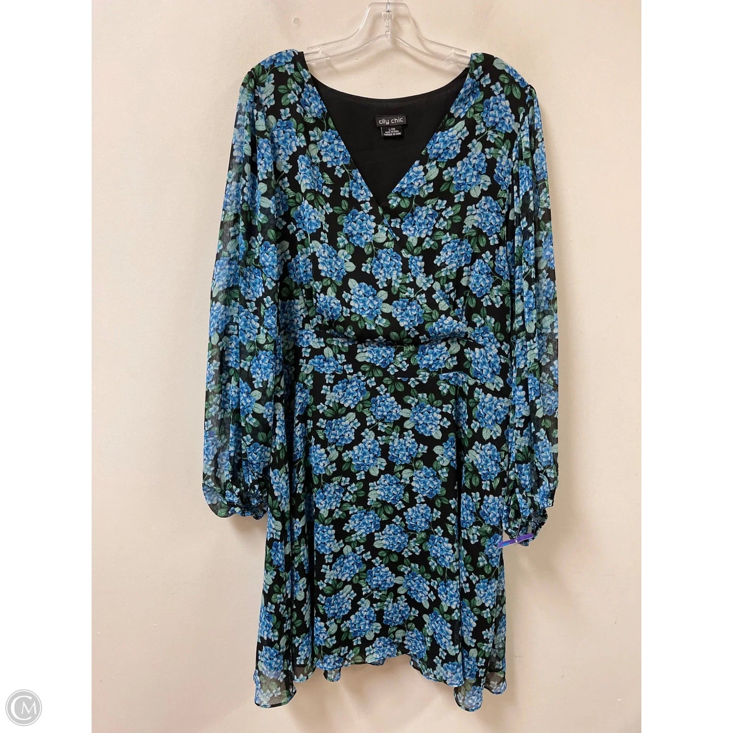 Dress Casual Short By City Chic In Black & Blue, Size: 2x
