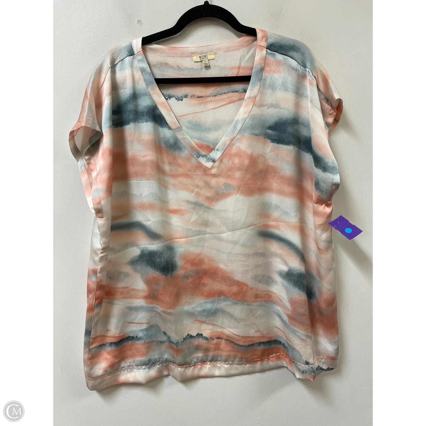 Top Short Sleeve By Kori America In Blue & Pink, Size: L