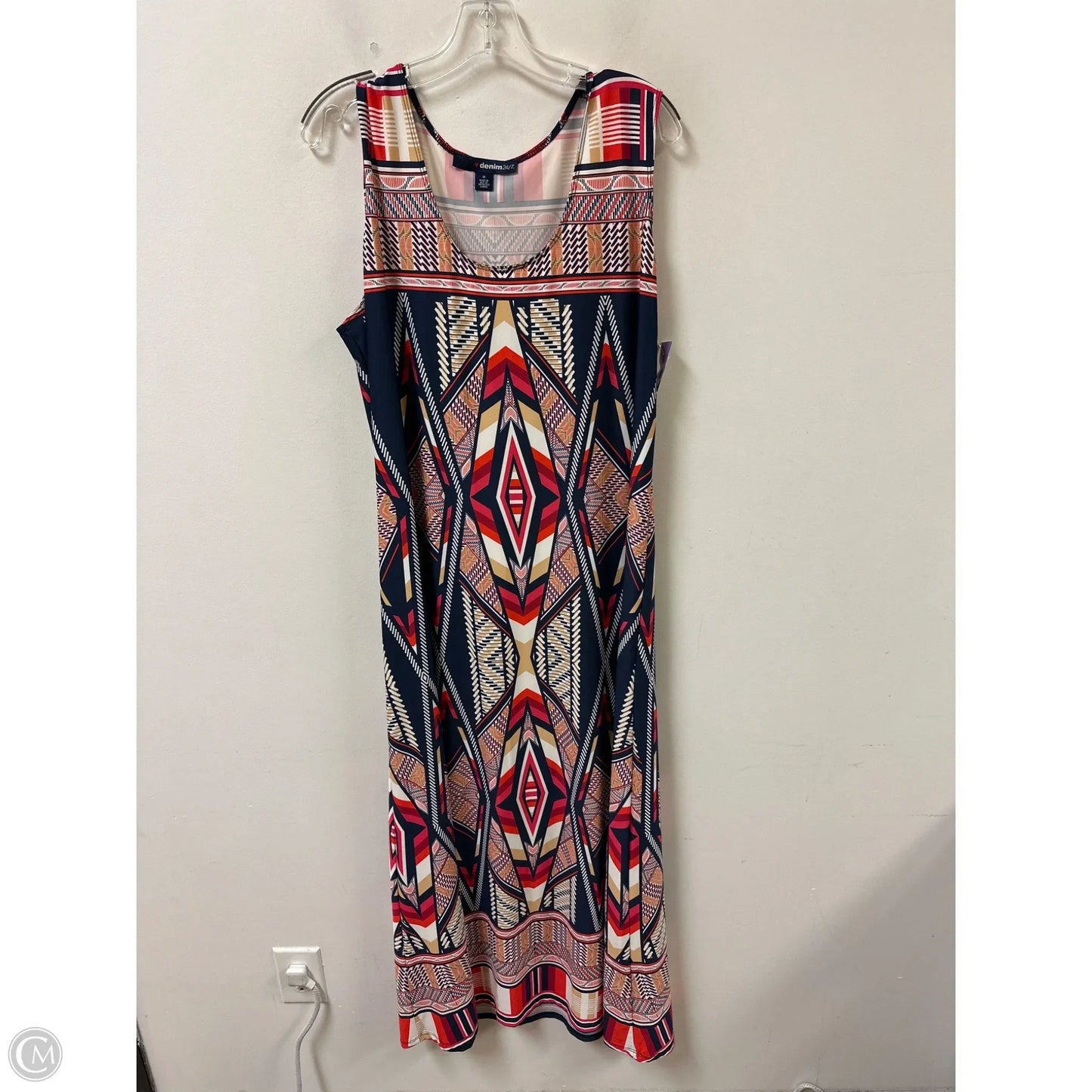 Dress Casual Maxi By Denim 24/7 In Blue & Red, Size: M