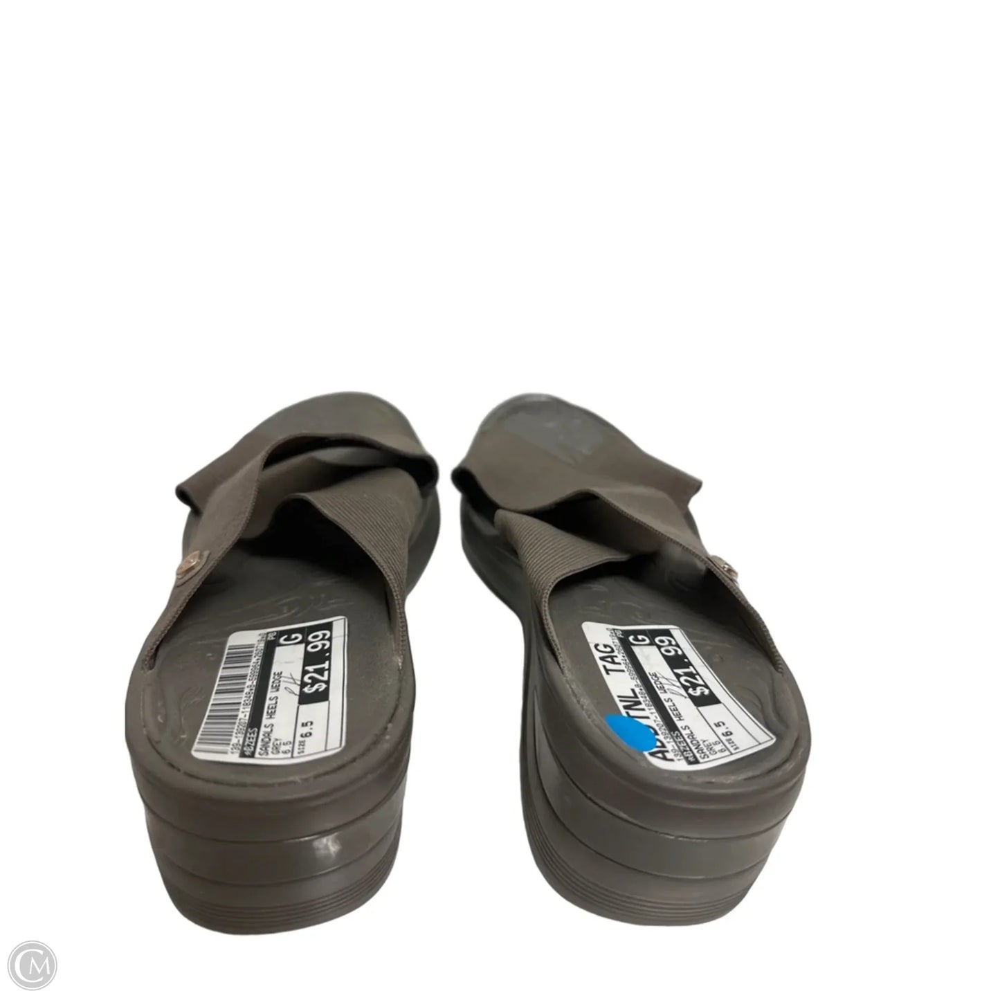 Sandals Heels Wedge By Bzees In Grey, Size: 6.5