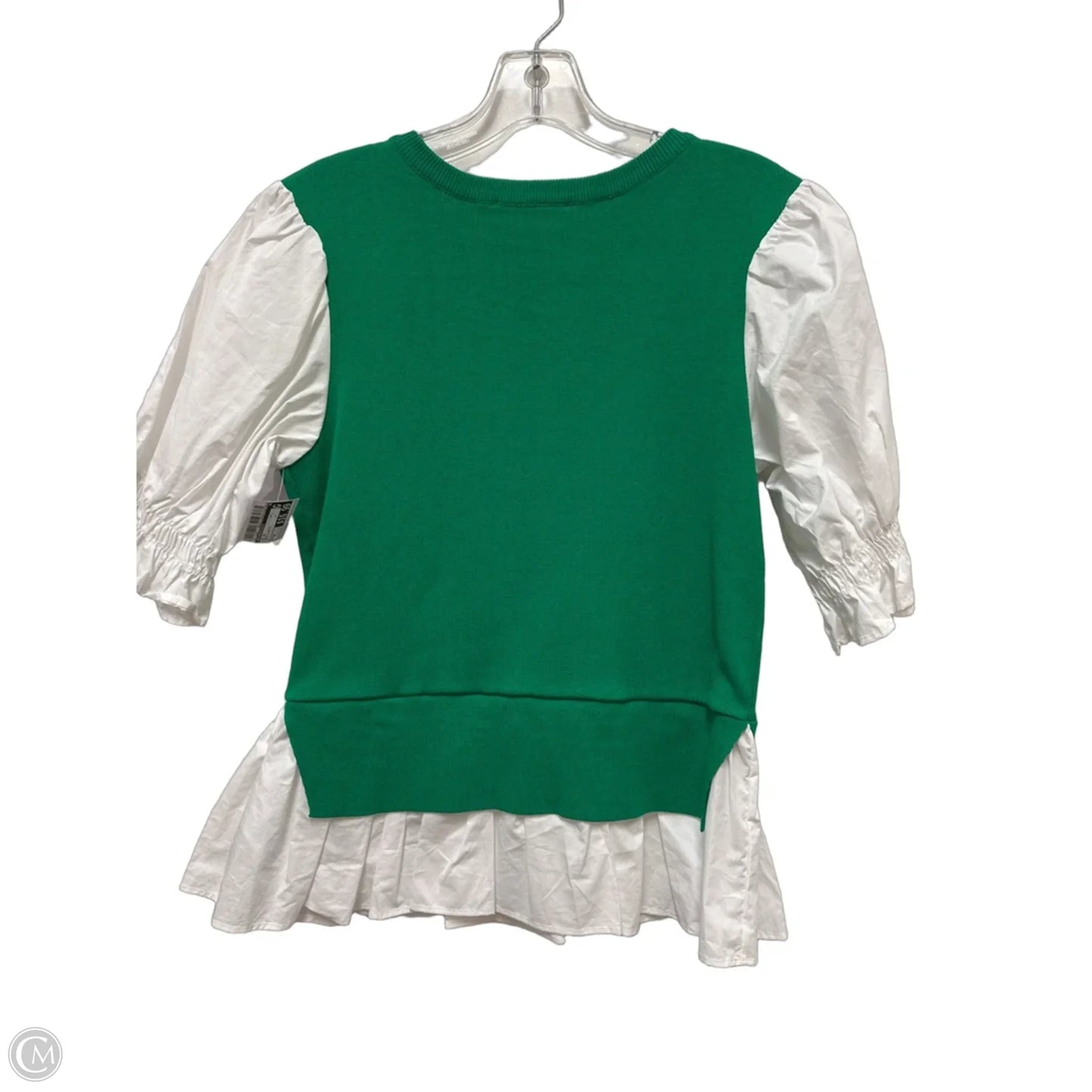 Top Short Sleeve By Anthropologie In Green & White, Size: M