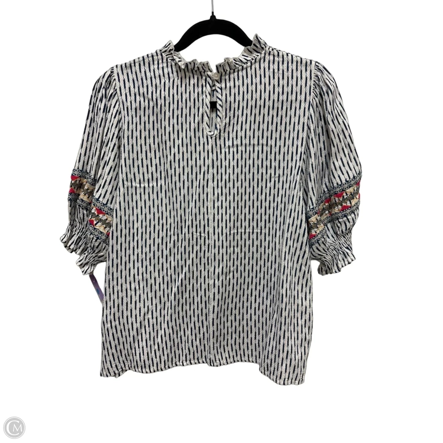 Top Short Sleeve By Thml In Blue & White, Size: S
