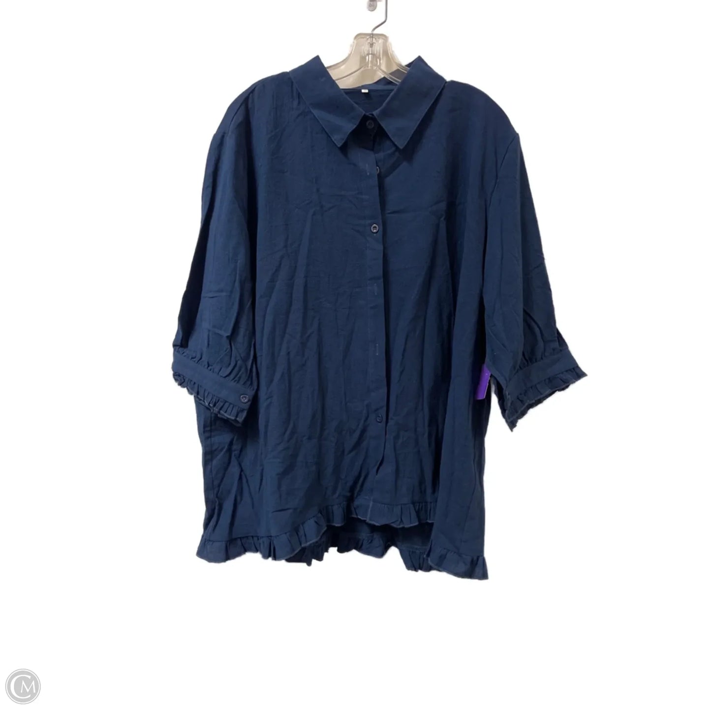 Blouse Long Sleeve By Clothes Mentor In Navy, Size: 3x