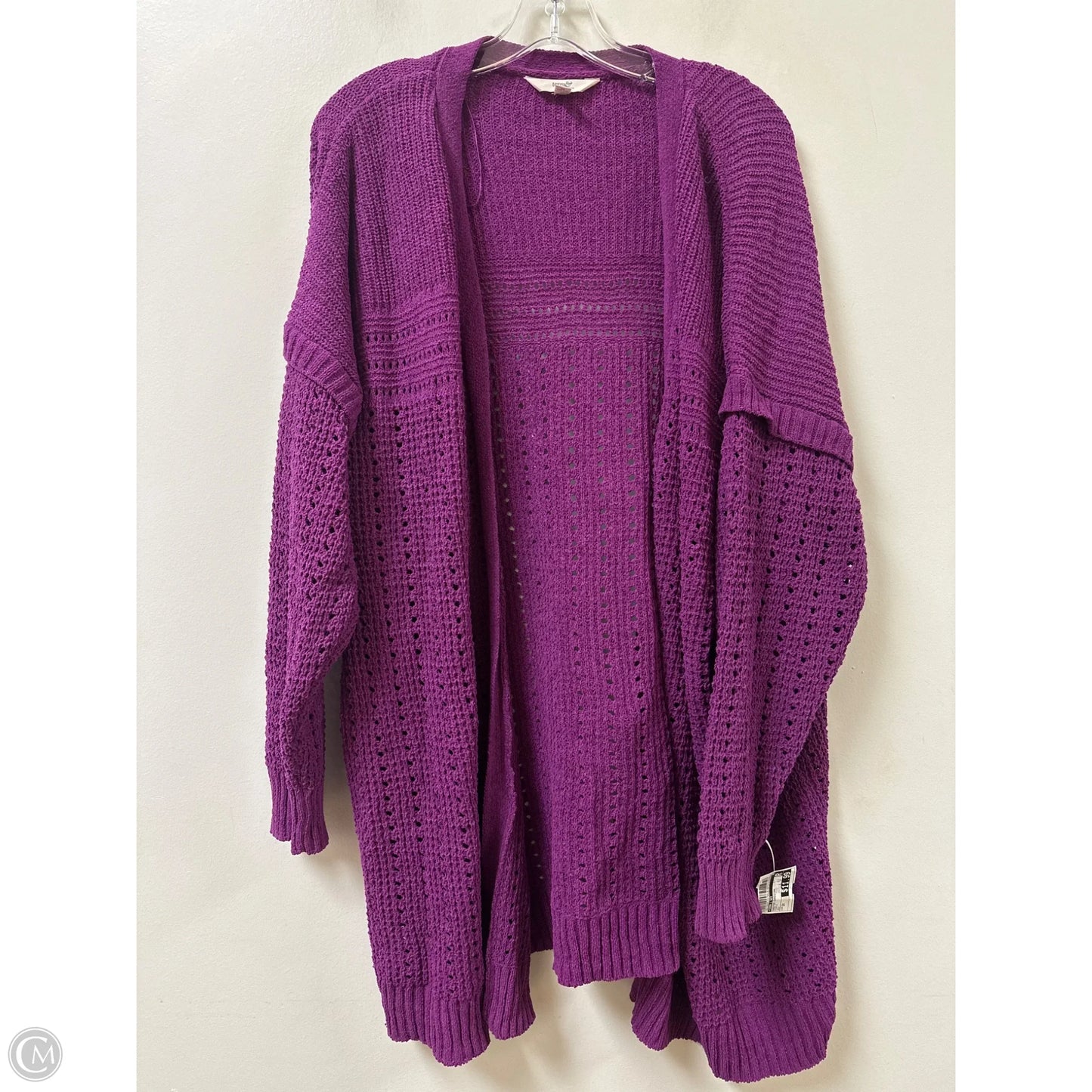 Sweater Cardigan By Terra & Sky In Purple, Size: 2x