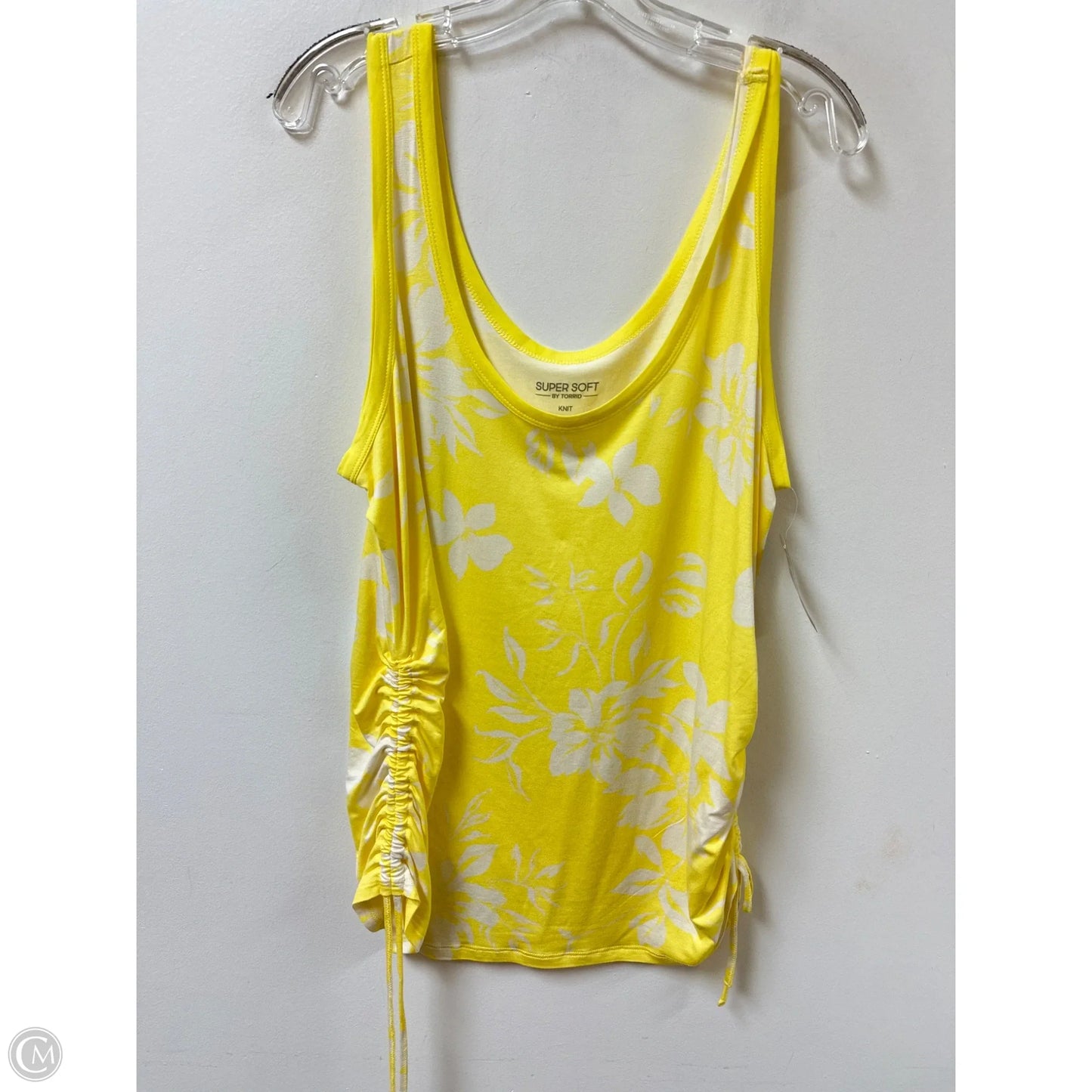 Top Sleeveless By Torrid In White & Yellow, Size: 2x