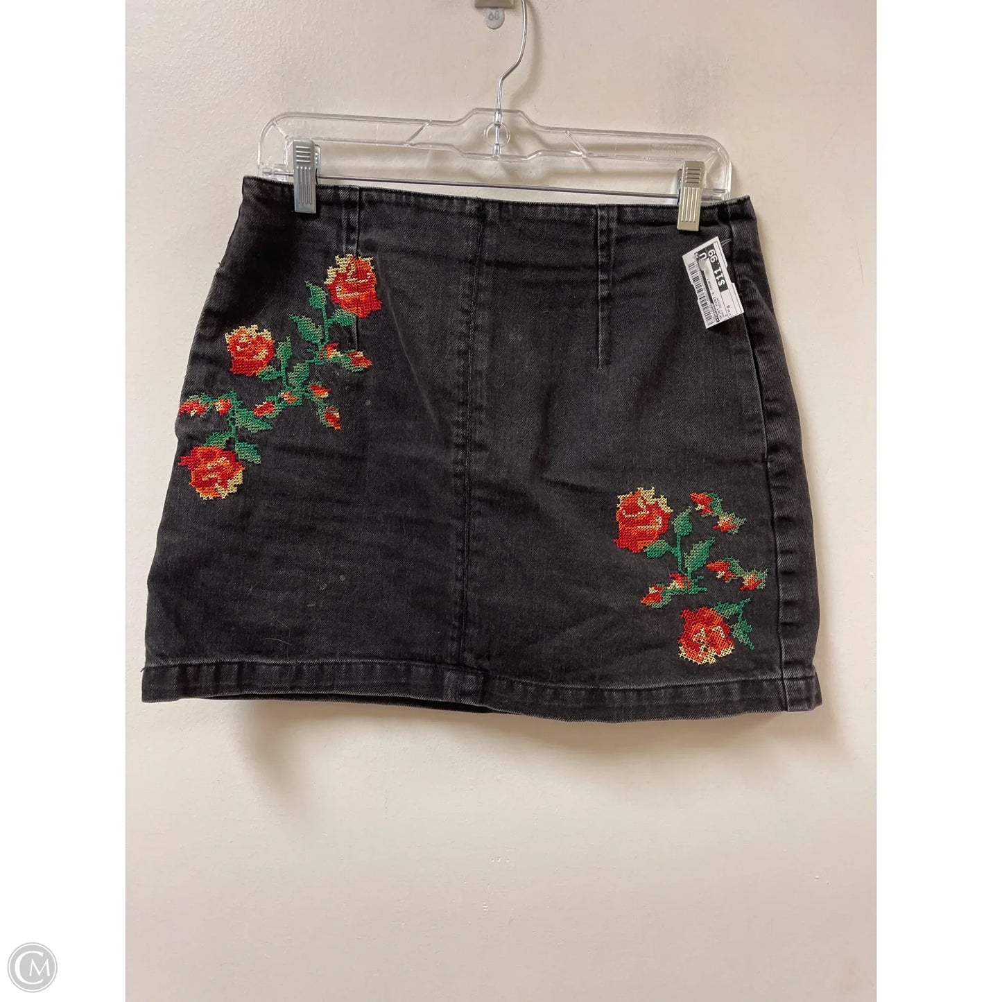 Skirt Mini & Short By Topshop In Grey Denim, Size: 8