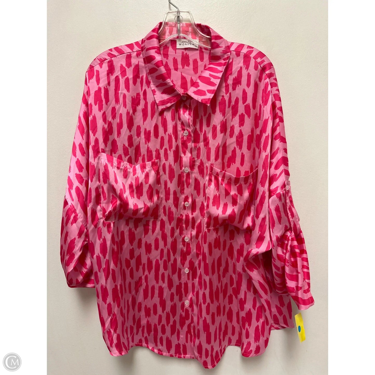 Blouse Long Sleeve By Emily Wonder In Pink, Size: 1x