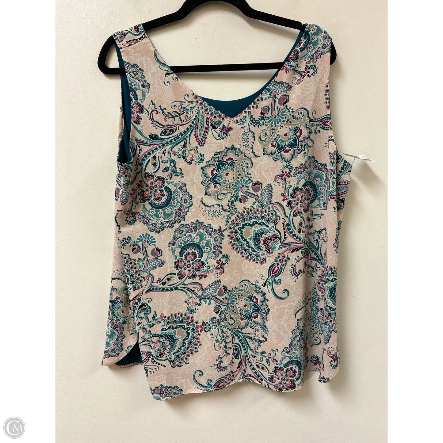 Top Sleeveless By Chicos In Blue & Pink, Size: L