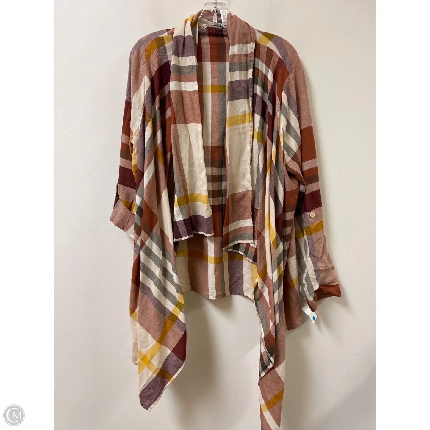 Sweater Cardigan By Cato In Plaid Pattern, Size: Xl
