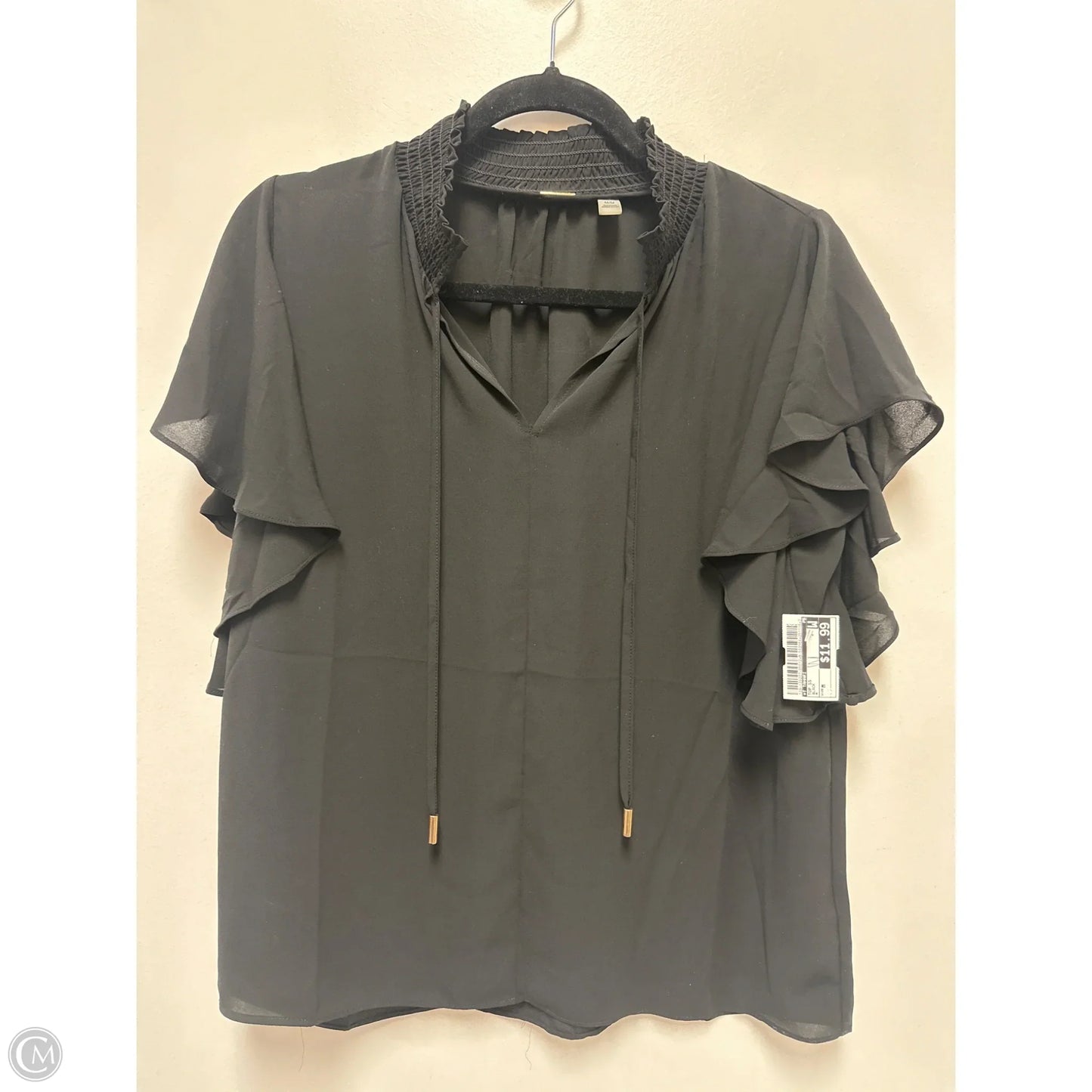 Top Short Sleeve By T Tahari In Black, Size: M