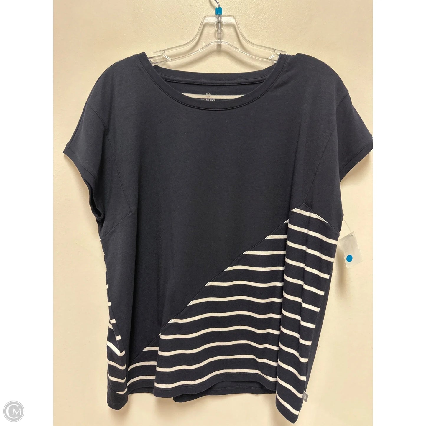 Top Short Sleeve By Talbots In Blue & White, Size: M