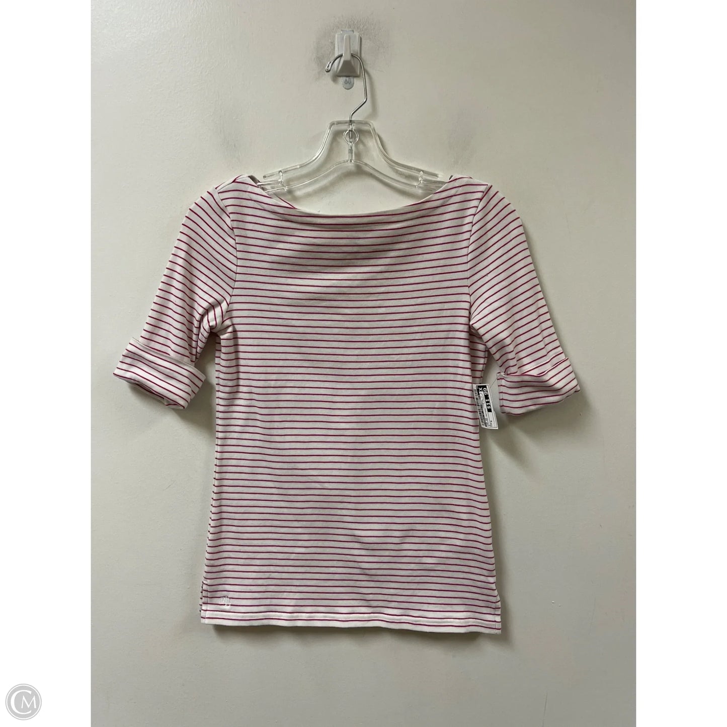 Top Short Sleeve By Lauren By Ralph Lauren In Striped Pattern, Size: S
