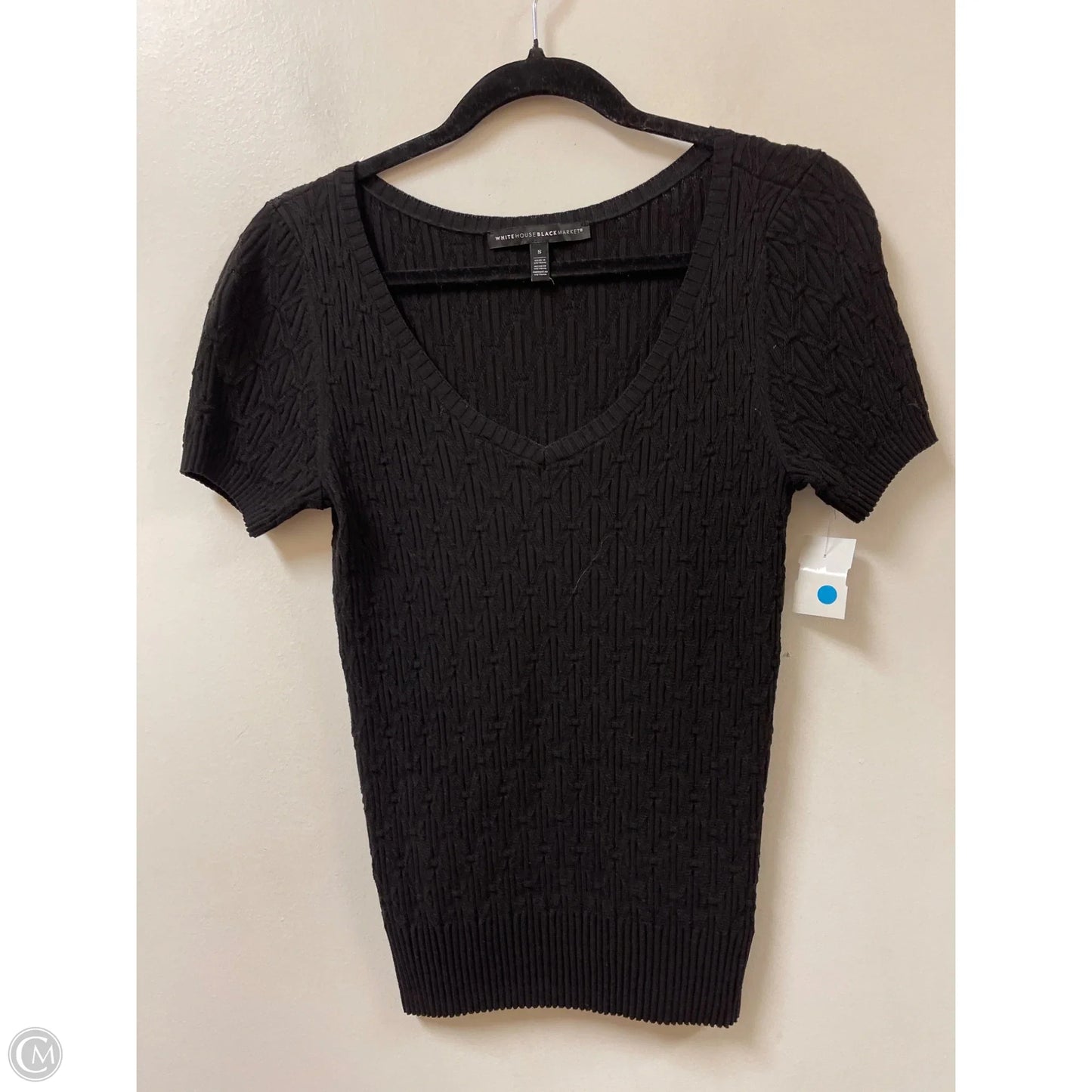 Top Short Sleeve By White House Black Market In Black, Size: S