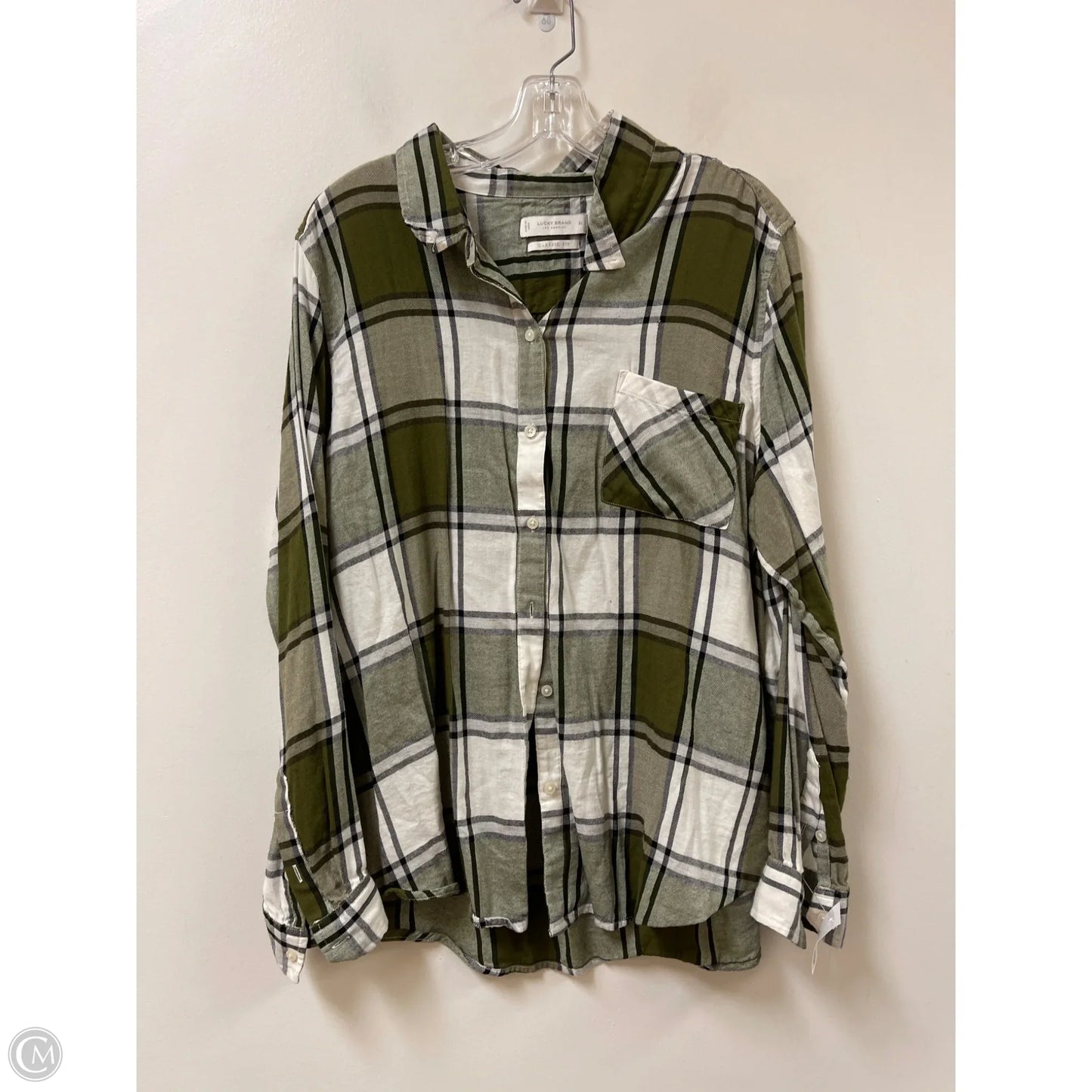 Blouse Long Sleeve By Lucky Brand In Green, Size: Xl