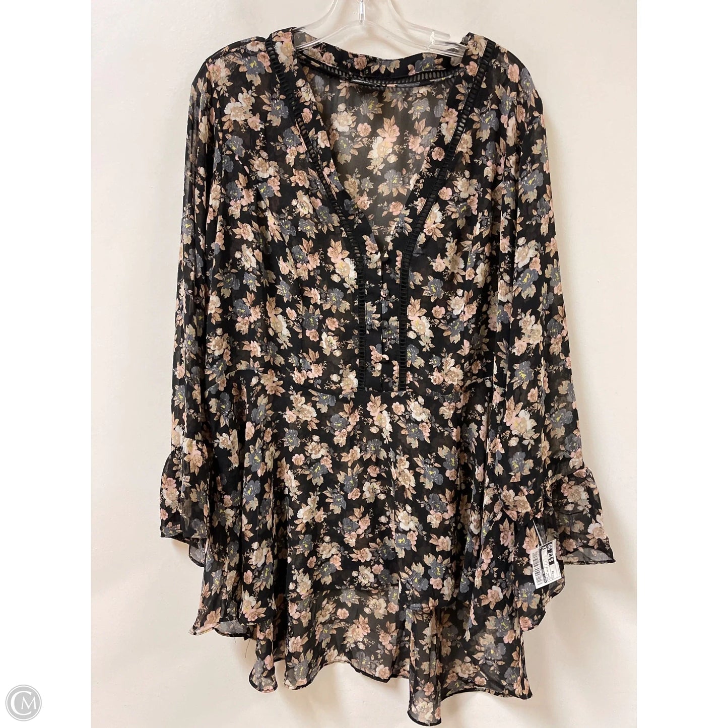 Top Long Sleeve By City Chic In Floral Print, Size: 2x