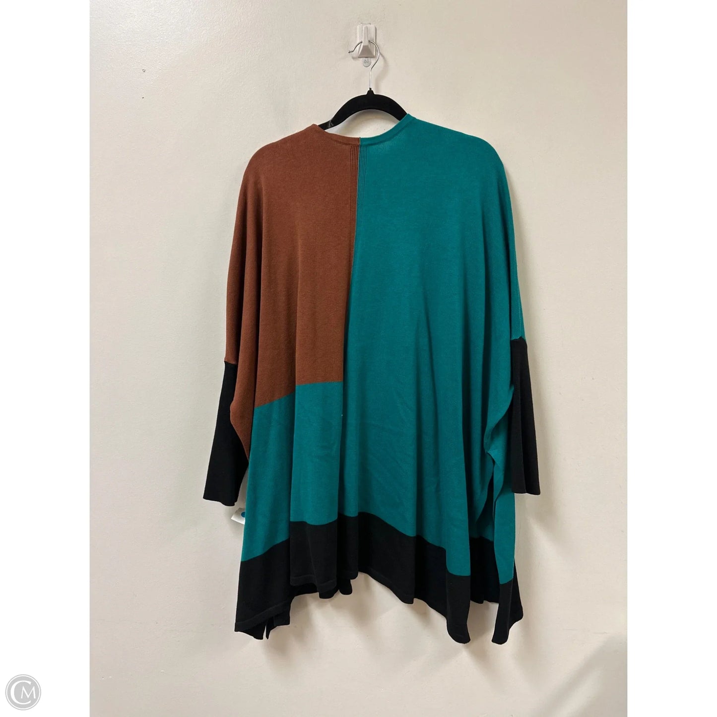 Sweater Cardigan By Chicos In Blue & Brown, Size: L