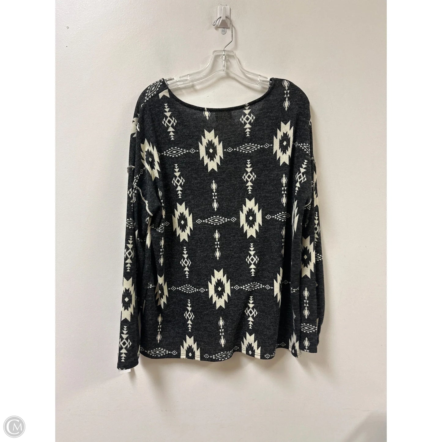 Top Long Sleeve By Bibi In Cream & Grey, Size: L