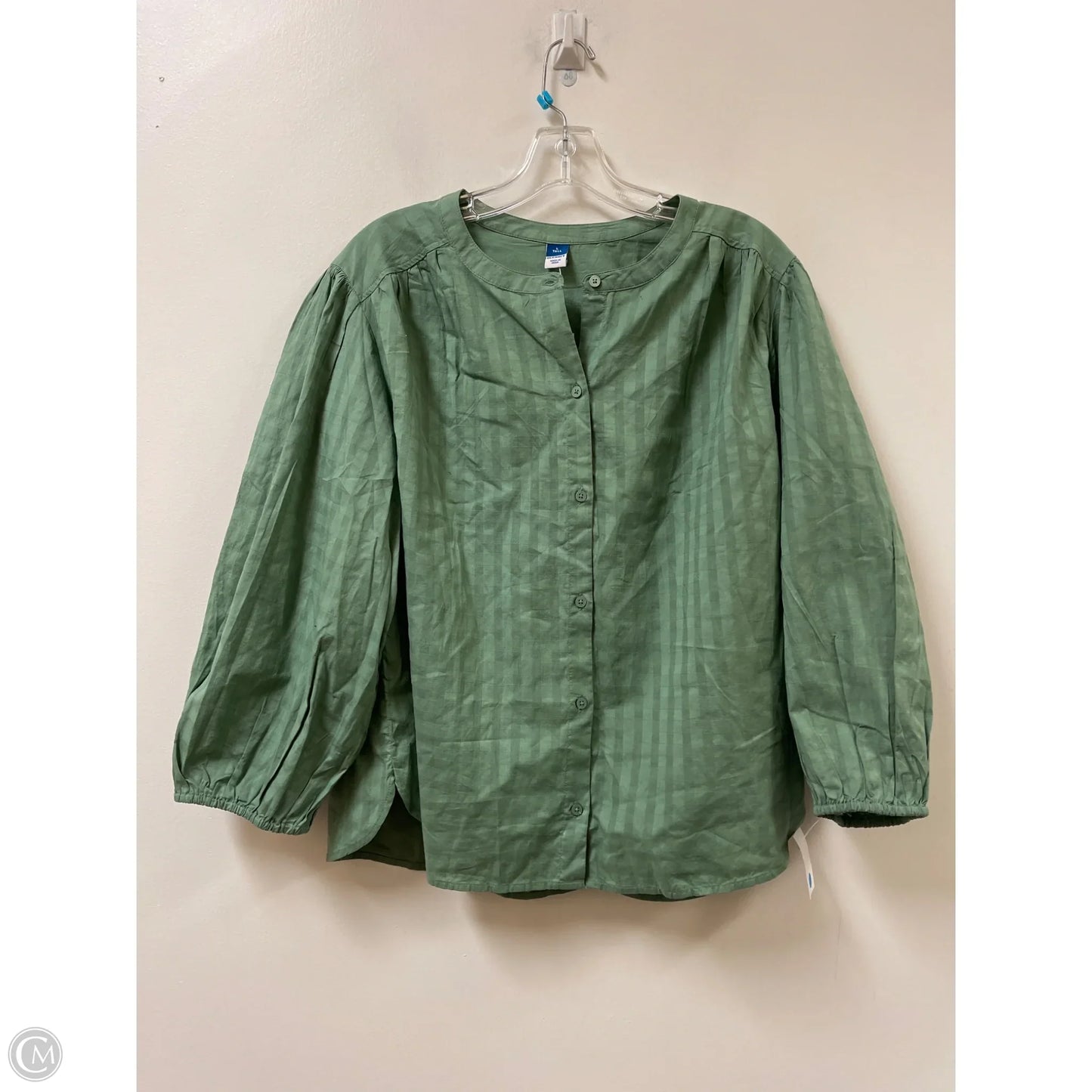 Blouse Long Sleeve By Old Navy In Green, Size: L