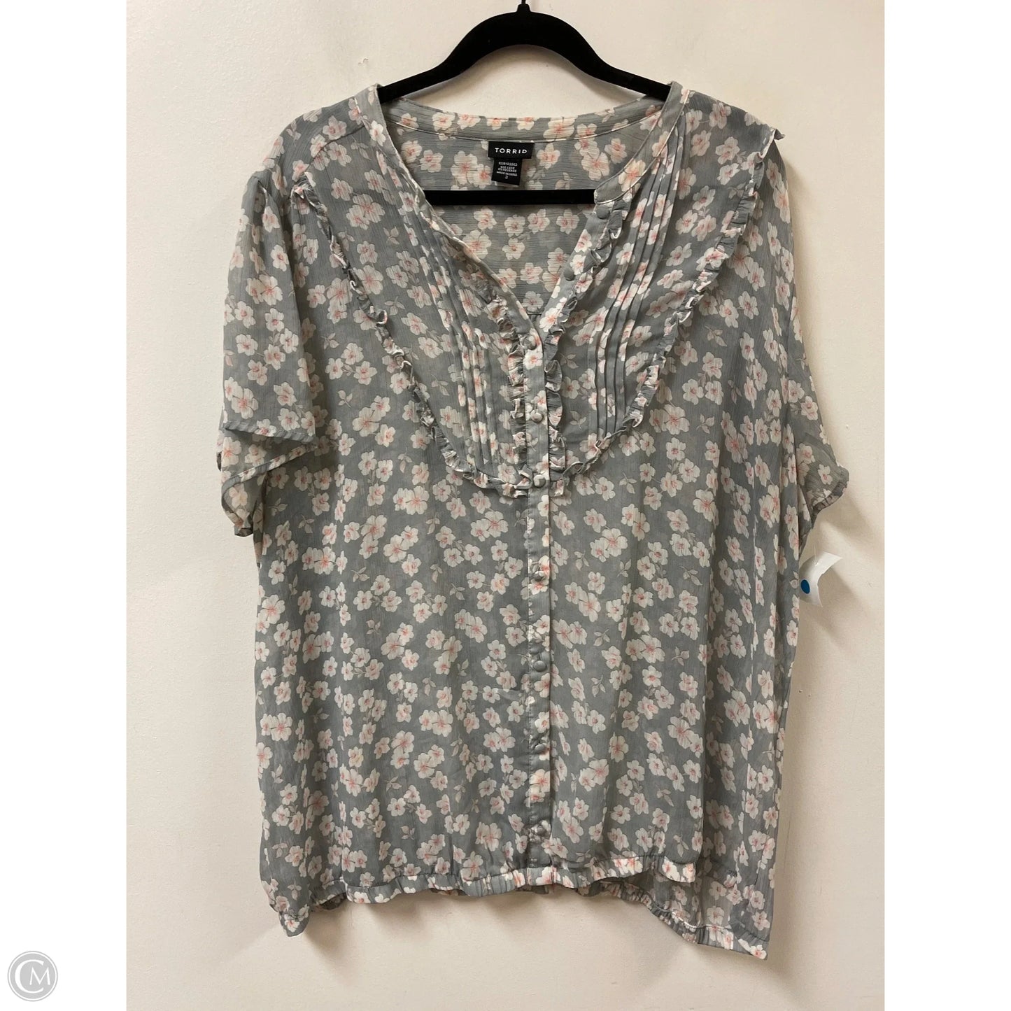 Blouse Short Sleeve By Torrid In Grey, Size: 3x