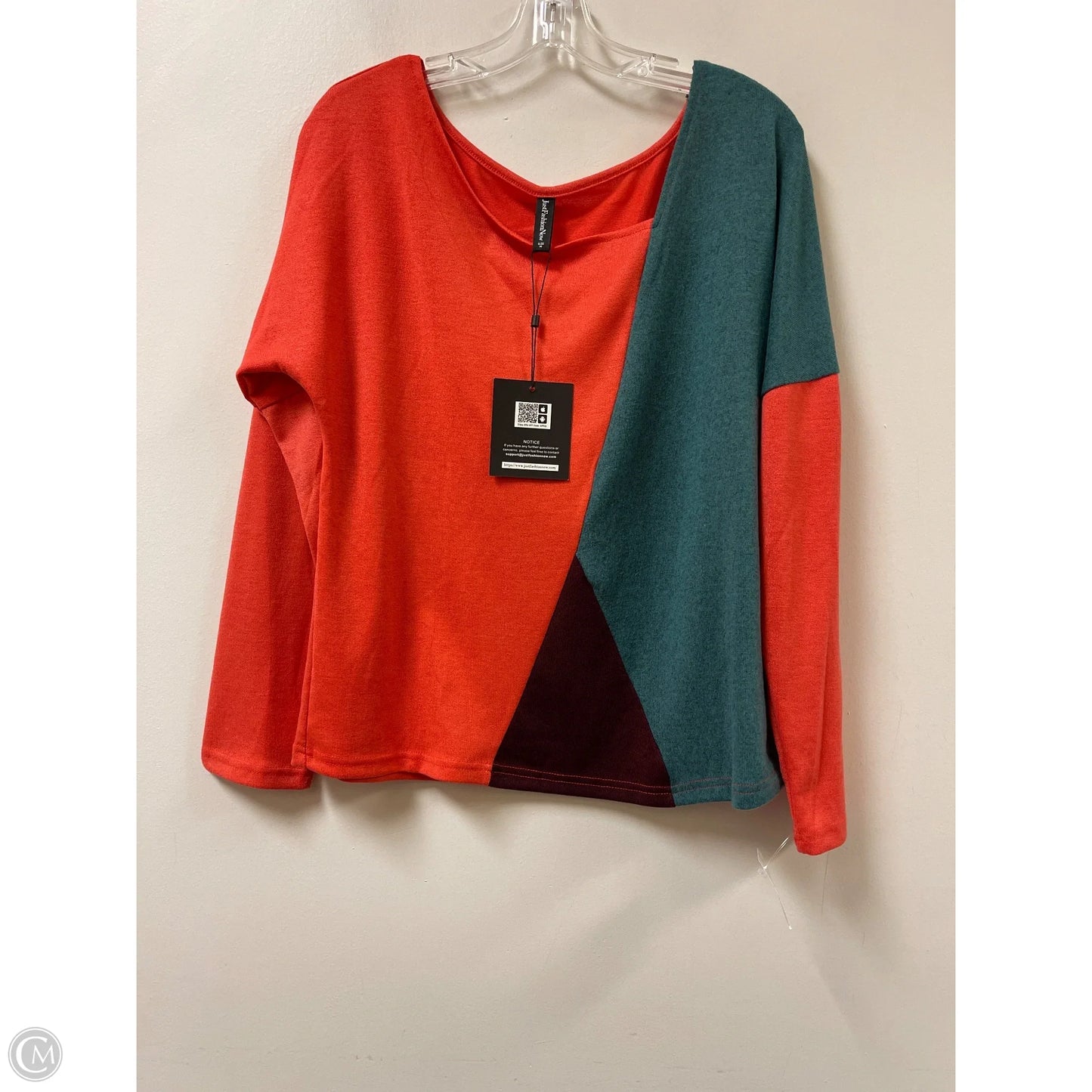 Top Long Sleeve By Clothes Mentor In Green & Orange, Size: M